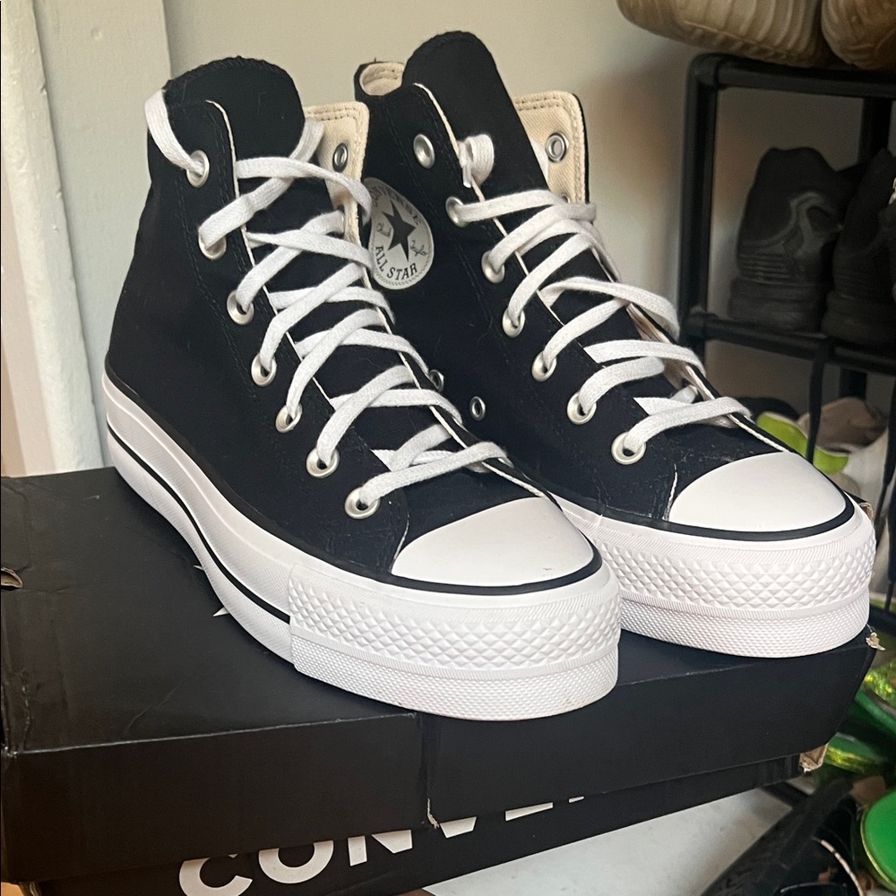 Converse Black and White Platform High-Tops